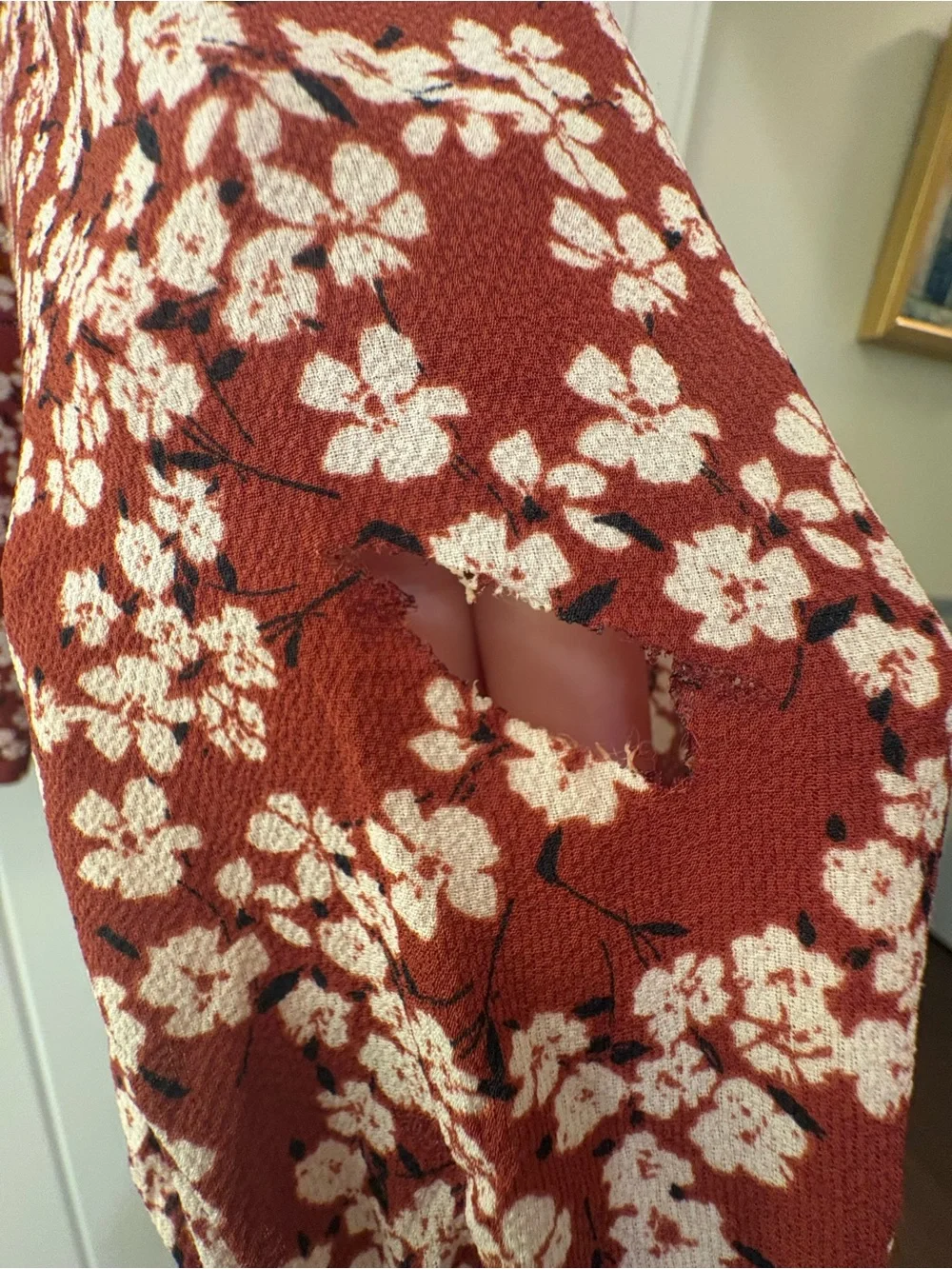 All in Favor Rust Floral V-Neck Long-Sleeve Blouse
